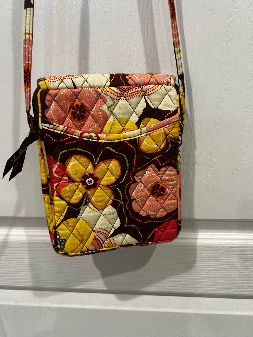 Vera Bradley Floral Quilted Crossbody Bag - Brown & Yellow NWOT